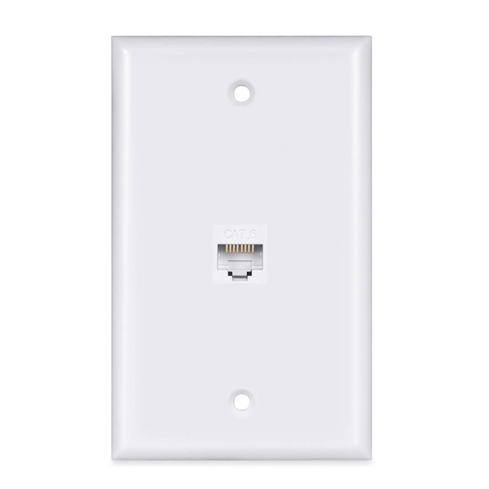 1 Port Ethernet Wall Plate - PHIZLI Cat6 Ethernet Cable Wall Plate Female to Female Faceplate - White