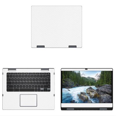 Decalrus - Protective Decal for Dell Inspiron ChromeBook C7486 (14" Screen) Laptop White Carbon Fiber Skin case Cover wrap CFdellInspiChrmbk14_C7486White