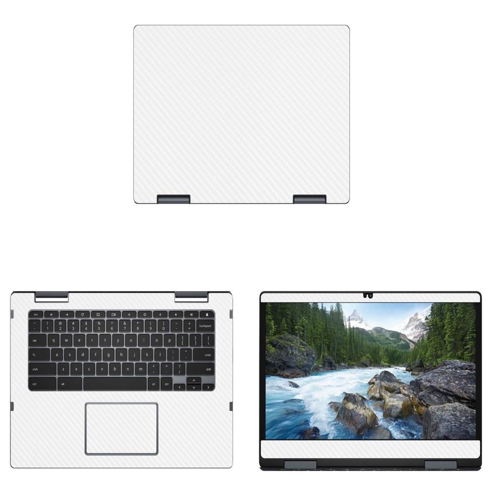 Decalrus - Protective Decal for Dell Inspiron ChromeBook C7486 (14" Screen) Laptop White Carbon Fiber Skin case Cover wrap CFdellInspiChrmbk14_C7486White
