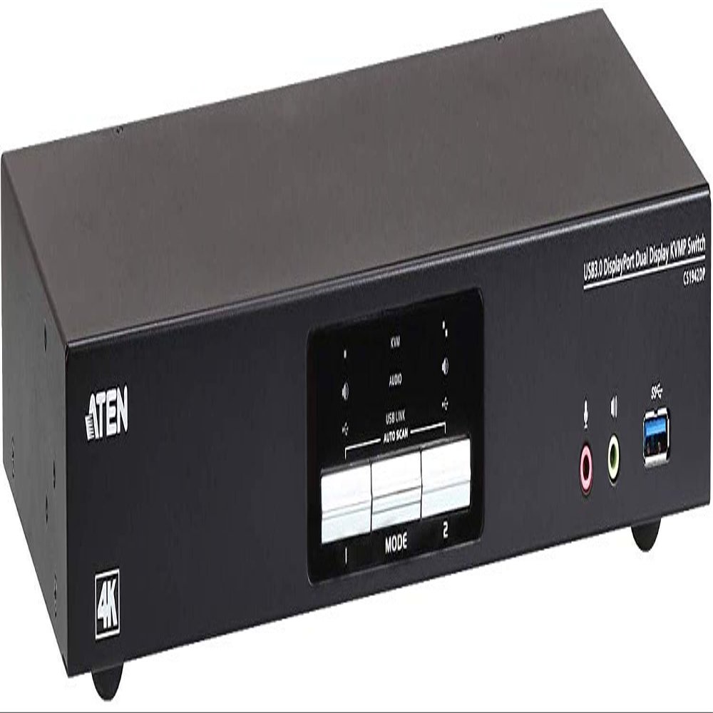 ATEN 2 Port 4K DisplayPort KVM Switch 2 Monitors 2 Computers Dual Monitor KVM Switch, Share USB Peripherals, Independent KVM, USB, and Audio Switching CS1942DP