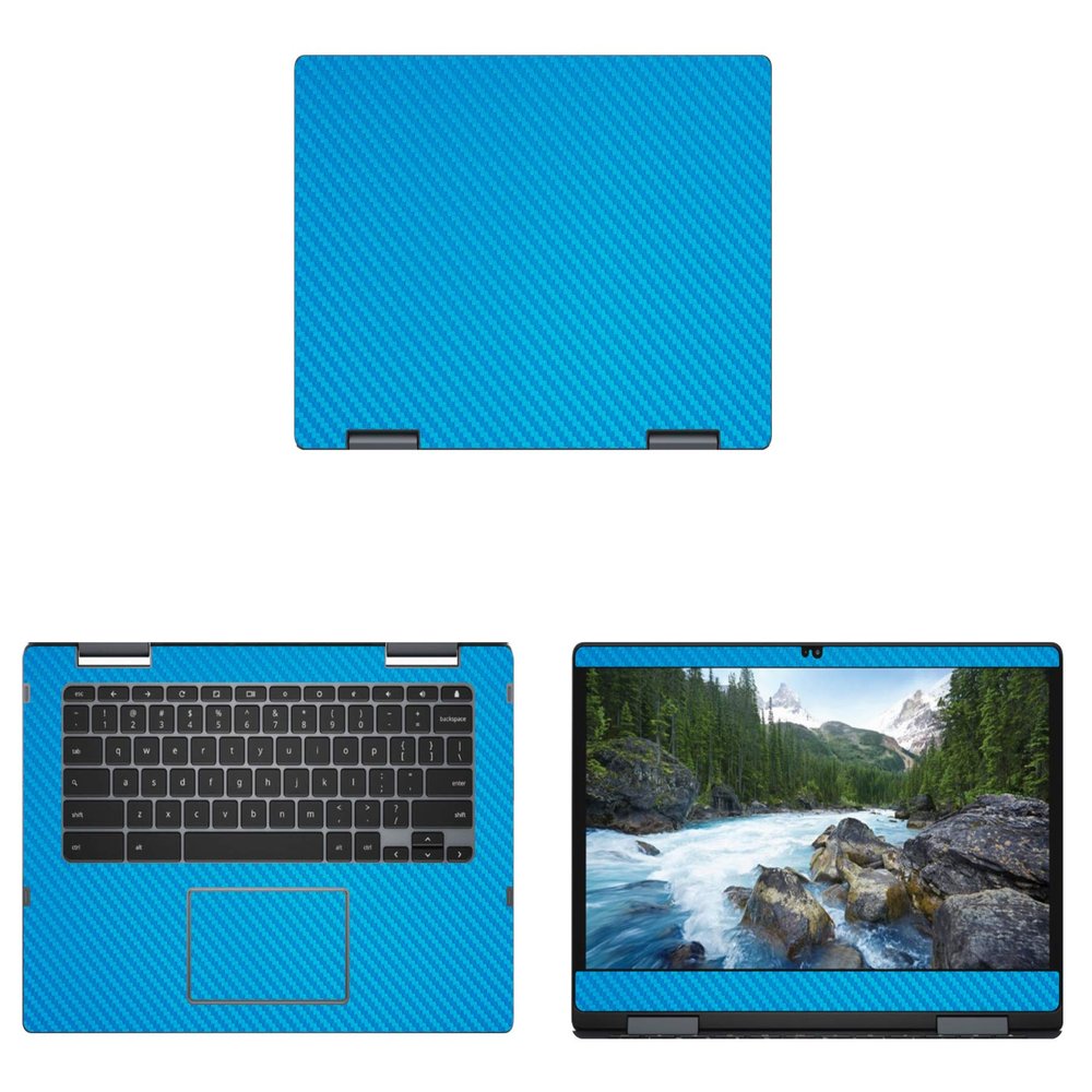 Decalrus - Protective Decal for Dell Inspiron ChromeBook C7486 (14" Screen) Laptop LITE Blue Carbon Fiber Skin case Cover wrap CFdellInspiChrmbk14_C7486LiteBlue