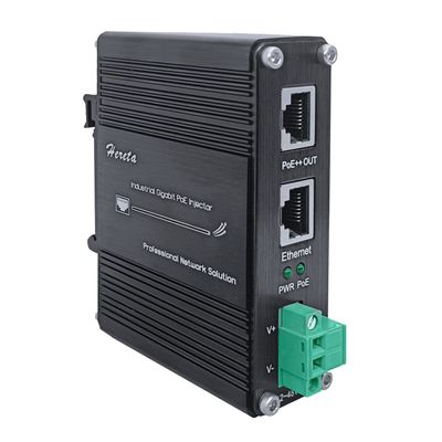 Hardened Industrial Gigabit PoE++ Injector 12-48VDC Input with DIN-Rail and Wall Mount Connecting The IEEE 802.3 bt PoE Device (95W)