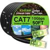 Outdoor Cat 7 Ethernet Cable 100ft, 26AWG Heavy-Duty Cat7 Networking Cord Patch Cable RJ45 Transmission Speed 10GbpsTransmission Bandwidth 600Mhz LAN Wire Cable SFTP Waterproof Direct Burial (100FT) view 1