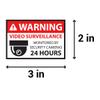 300 Video Surveillance Sticker, 2 x 3 Inch Warning Video 24 Hours Monitored by Security Camera Stickers CCTV Warning Sign - 1 Roll of 300 view 3