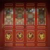 AOFOTO 8x8ft Traditional Chinese Dragon Carved Lattice Windows Backdrop Oriental China Wooden Door Panels Ancient Red Royal Palace Photography Background Happy New Year Festival Photobooth Props view 1