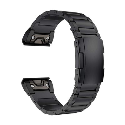 LDFAS Fenix 8/7/6 Pro/5 Plus Band, 22mm Titanium Metal Quick Release Easy Fit Watch Strap with Double Button Clasp Compatible for Garmin Fenix E 7 5 6 Pro/Forerunner 945/Epix Gen 2 Bands, Black
