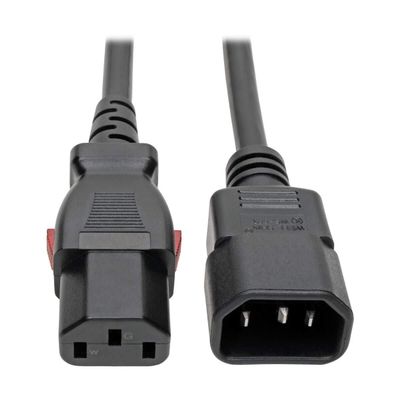 Tripp Lite Computer Power Cord Extension (C14 to C13 Power Cord), Locking C13 Connector, 10A, 100-250V, 18AWG, 4 ft. (P004-L04)