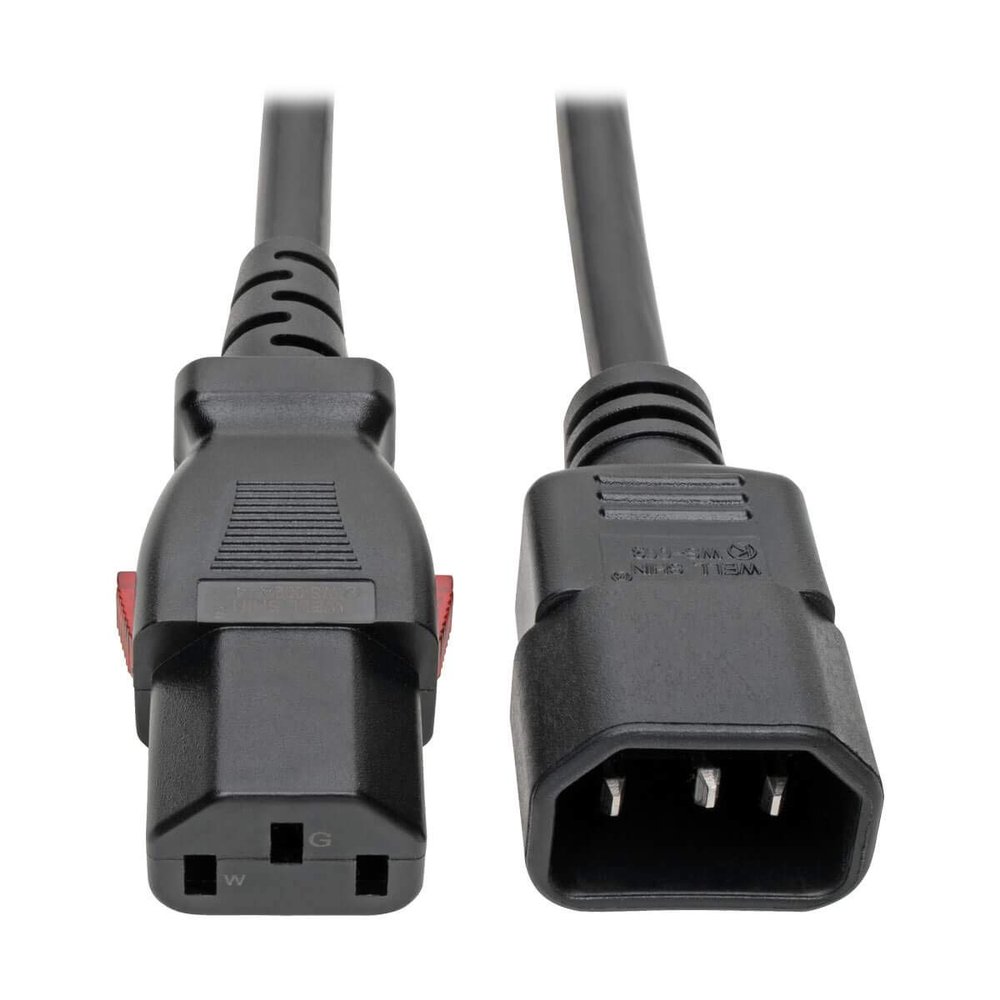 Tripp Lite Computer Power Cord Extension (C14 to C13 Power Cord), Locking C13 Connector, 10A, 100-250V, 18AWG, 4 ft. (P004-L04)
