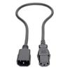 Tripp Lite Computer Power Cord Extension (C14 to C13 Power Cord), Locking C13 Connector, 10A, 100-250V, 18AWG, 2 ft. (P004-L02), Black view 2