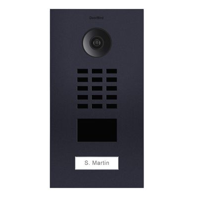 DoorBird IP Video Door Station D2101V, Aluminum, Powder-Coated, semi-Gloss, RAL 7016, incl. Flush-mounting housing, 1 Call Button