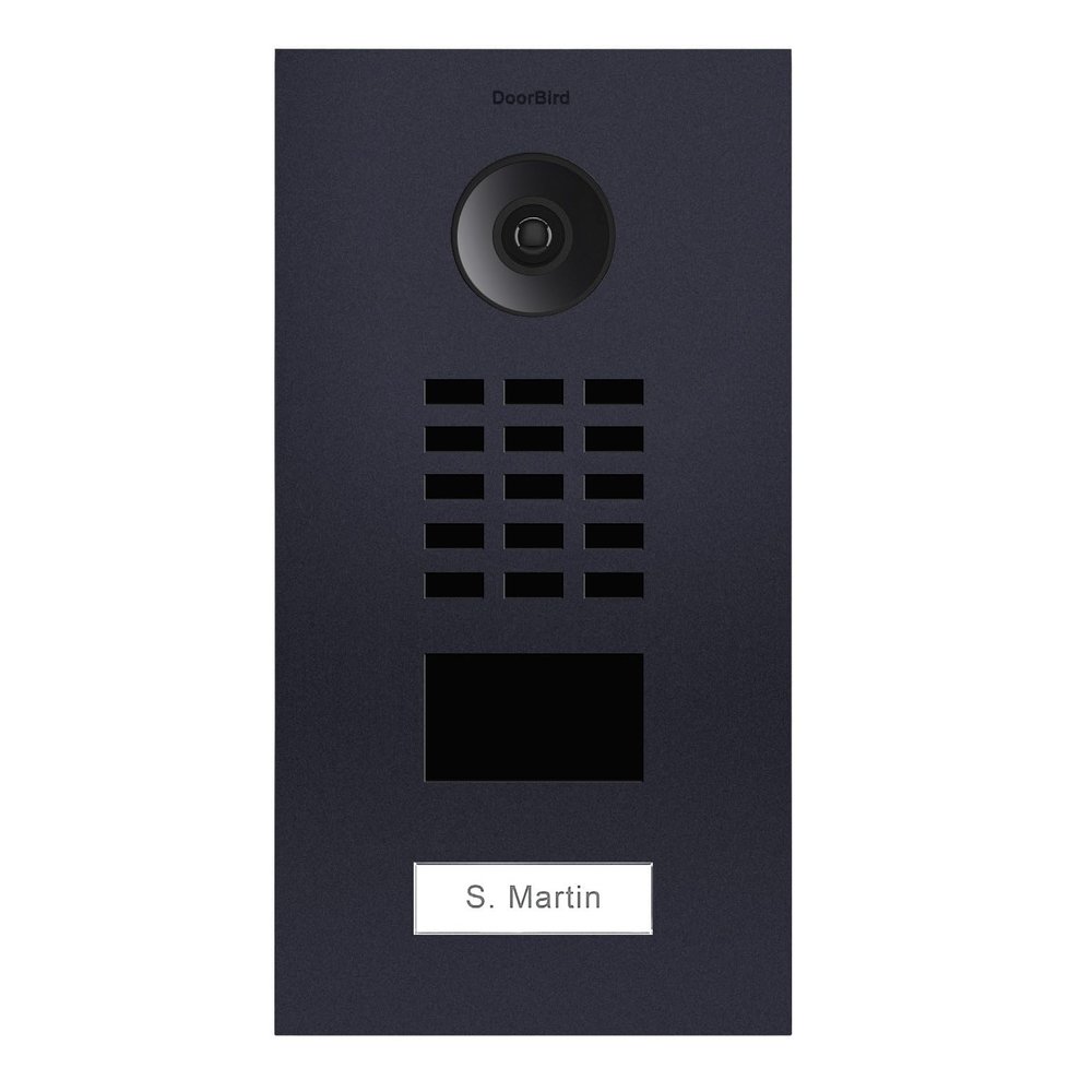 DoorBird IP Video Door Station D2101V, Aluminum, Powder-Coated, semi-Gloss, RAL 7016, incl. Flush-mounting housing, 1 Call Button