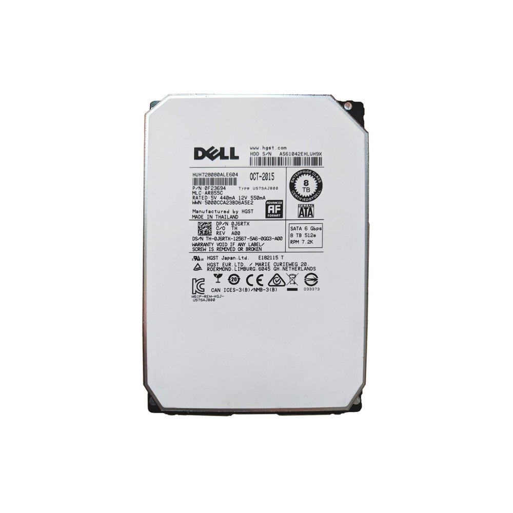 Dell 8TB 6GB/s 7.2K SATA 3.5in Hard Drive Bundle with Drive Tray - J6RTX (Renewed)