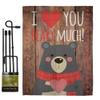 I Love You Beary Much Garden Flag Set with Stand Springtime Valentine Happy Heart Couple Romantic February Holiday Small Decorative Gift Yard House Banner Made In USA 13 X 18.5 view 1