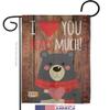 I Love You Beary Much Garden Flag Set with Stand Springtime Valentine Happy Heart Couple Romantic February Holiday Small Decorative Gift Yard House Banner Made In USA 13 X 18.5 view 2