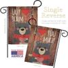 I Love You Beary Much Garden Flag Set with Stand Springtime Valentine Happy Heart Couple Romantic February Holiday Small Decorative Gift Yard House Banner Made In USA 13 X 18.5 view 3