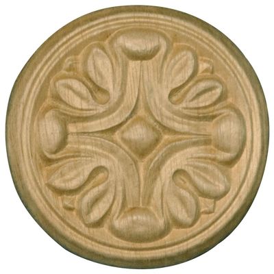 Osborne Embossed Wood Decorative Circle Ornament in Knotty Pine, Carved Ornament for Furniture, Cabinetry, Walls and More, Unfinished Decorative Wood Applique that is Sanded and Ready for Finishing