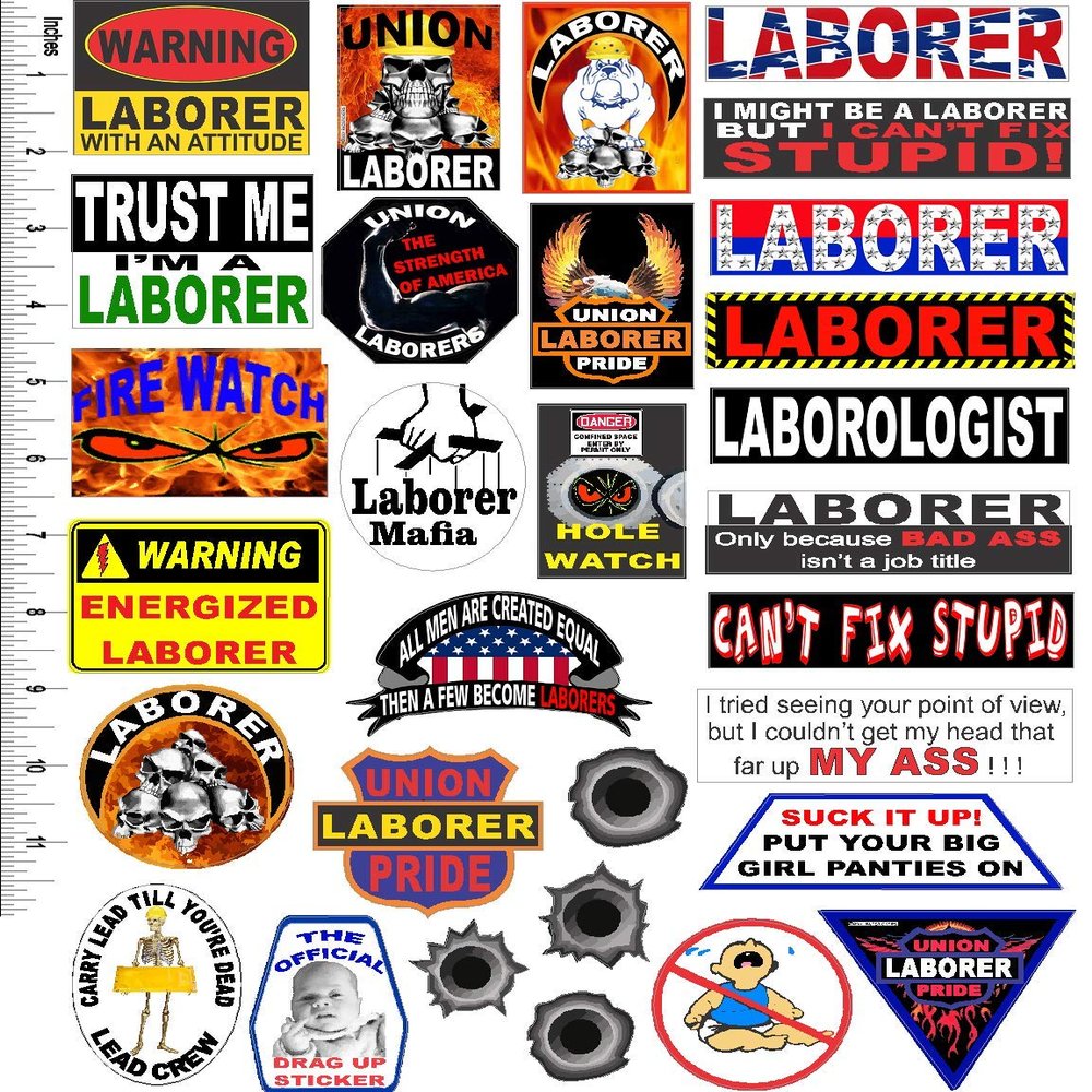 Hard hat Stickers, Laborer 30 Sticker Value Pack