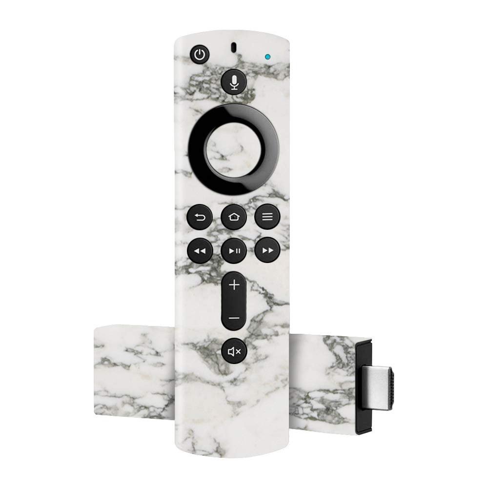 MightySkins Skin Compatible with Amazon Fire TV Stick 4K - White Marble | Protective, Durable, and Unique Vinyl Decal wrap Cover | Easy to Apply, Remove, and Change Styles | Made in The USA