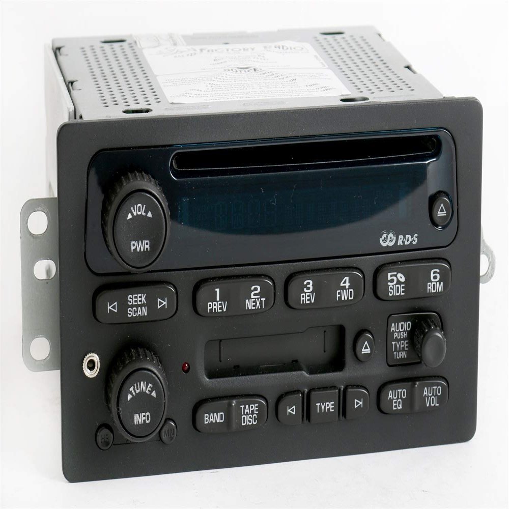 1 Factory Radio AM FM CD Cassette w Auxiliary Input Compatible with Chevy GMC 2005-2009 Truck Van 15849619 (Certified Refurbished)