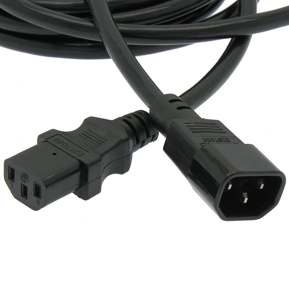 4Ft Power Extension Cord C13 to C14 Black/SJT 14/3-5PK