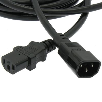 4Ft Power Extension Cord C13 to C14 Black/SJT 14/3-2PK