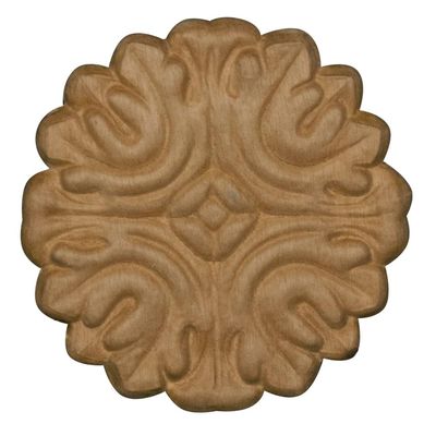 Osborne Embossed Wood Rosette Ornament in Knotty Pine, Unfinished Decorative Wood Ornament that is Sanded and Ready for Finishing, Ornately Carved Decoration for Furniture, Cabinetry, Walls and More