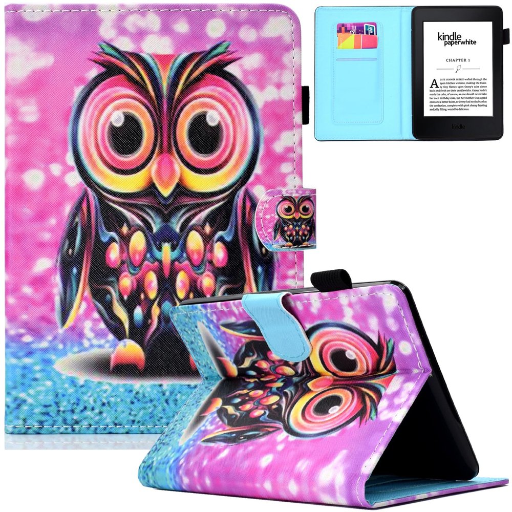 Artyond Case for Kindle Paperwhite, Slim Lightweight PU Leather Card Slots with Auto Sleep/Wake Case for Amazon Kindle Paperwhite 123 (Fits All 2012, 2013, 2015 and 2016 Versions), Color Owl