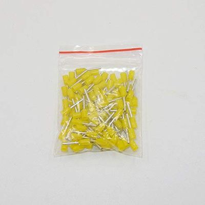 Davitu E1008 PVC Insulated Bootlace Ferrules For 1.0mm2 18 AWG Wire, 8mm of Pin Length - (Color: Yellow)