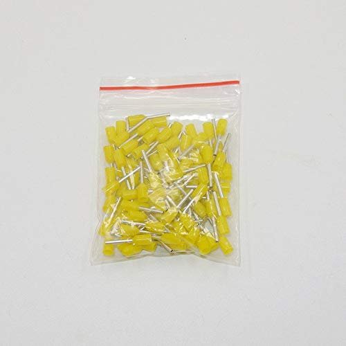 Davitu E1008 PVC Insulated Bootlace Ferrules For 1.0mm2 18 AWG Wire, 8mm of Pin Length - (Color: Yellow)