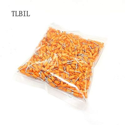 Onvas E0508 E1008 E1508 E7508 E2508 E4009 E6012 tubular wire connector terminals cable crimps wire ferrules For 0.5-6mm2, 22-10 AWG - (Color: Orange, Pins: E1008 1.0mm2)