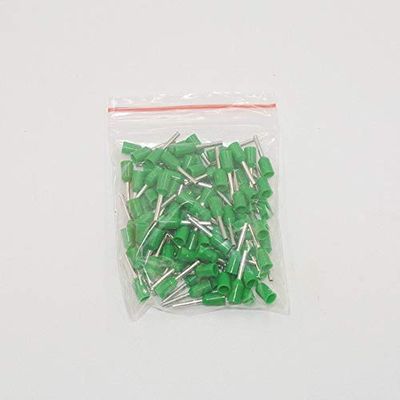 Davitu 100pcs/lot E7508 Bootlace cooper Ferrules kit set Wire Copper Crimp Connector Insulated Cord Pin End Terminal 7 color - (Color: green)