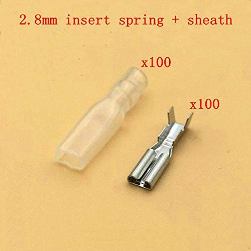 Davitu 50pcs JY2.8mm Davitu Crimp Terminal Female Connector With Transparent Sheath Inserted Spring 2.8 mm Self-locking Plug Insulator - (Color: 100sets tin plated)
