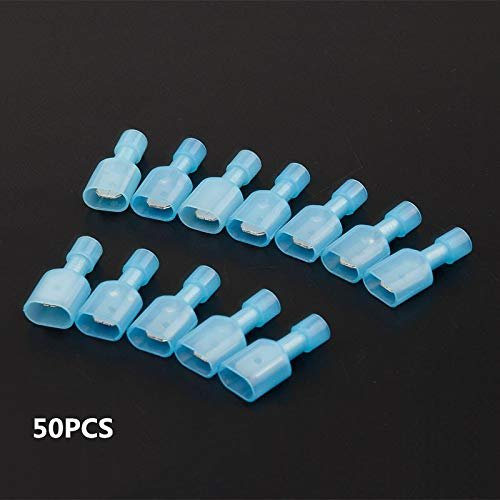 Udith 50pcs Male and Female Electrical Nylon Crimp Terminator Set Blue Fully Insulated Wire Cable Connector 16-14AWG