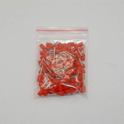 Davitu 100pcs/lot E7508 Bootlace cooper Ferrules kit set Wire Copper Crimp Connector Insulated Cord Pin End Terminal 7 color - (Color: red)