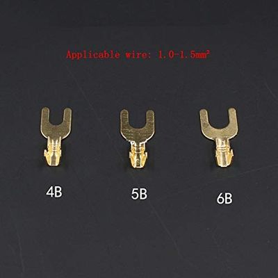 Davitu Fork connection terminal copper wiring lug u and Y cold terminal copper nose fork bare head lug - (Color: 5b 100pcs)