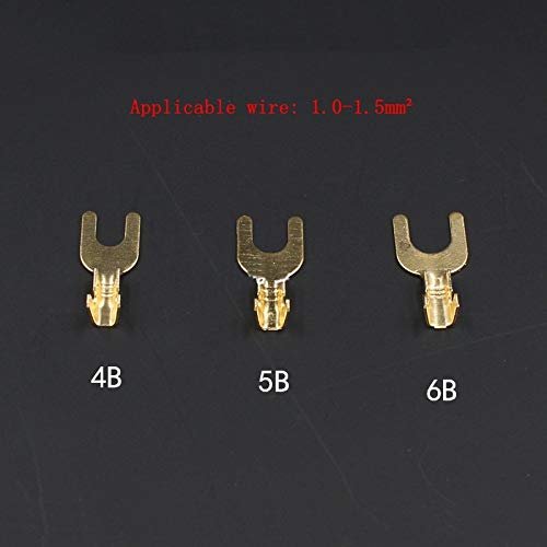 Davitu Fork connection terminal copper wiring lug u and Y cold terminal copper nose fork bare head lug - (Color: 5b 100pcs)