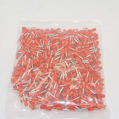 Davitu 1000pcs E1008 Insulated Cable Cord End Bootlace Ferrule Terminals tubular wire connector For 1.0mm2 Wire - (Color: Red)