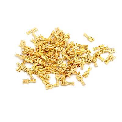 Davitu 100pcs 4.8mm/6.3mm Female Crimp Terminal Connector Gold Brass Car Speaker Electric Wire Connectors Set - (Color: 4.8mm)