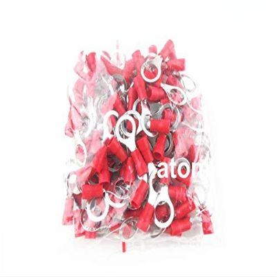 Davitu 100PCS RVS2-4 Ring Insulated Wire Connector Electrical Crimp Terminal Cable Wire Connector for 1.5-2.5mm2(A.W.G.16-14) - (Color: Red)