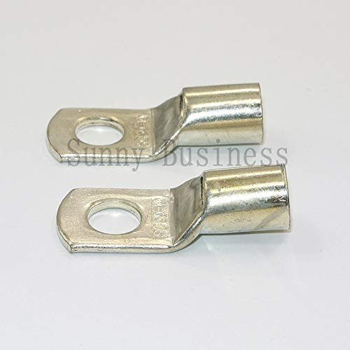 Davitu 100PCS 1 GAUGE 1AWG X 1/2" 5/16" 3/8" in TINNED COPPER LUG BATTERY CABLE CONNECTOR TERMINAL SC50-12 SC50-10 SC50-8 - (Color: 1AWG 50mm2 10mm)