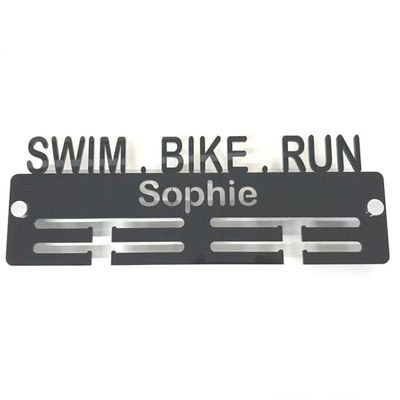 Swim Bike Run Medal Hanger, Lime Green