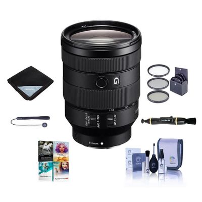 Sony FE 24-105mm f/4 G OSS E-Mount Lens - Bundle W/77mm Filter Kit, Lens Wrap, Cleaning Kit, , Capleash, PC Software Package