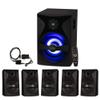 Goldwood Bluetooth 5.1 Surround Sound Home Theater Speaker System with LED Display, FM Tuner, USB/SD Inputs - 6-Piece Set with Remote Control, Black view 1