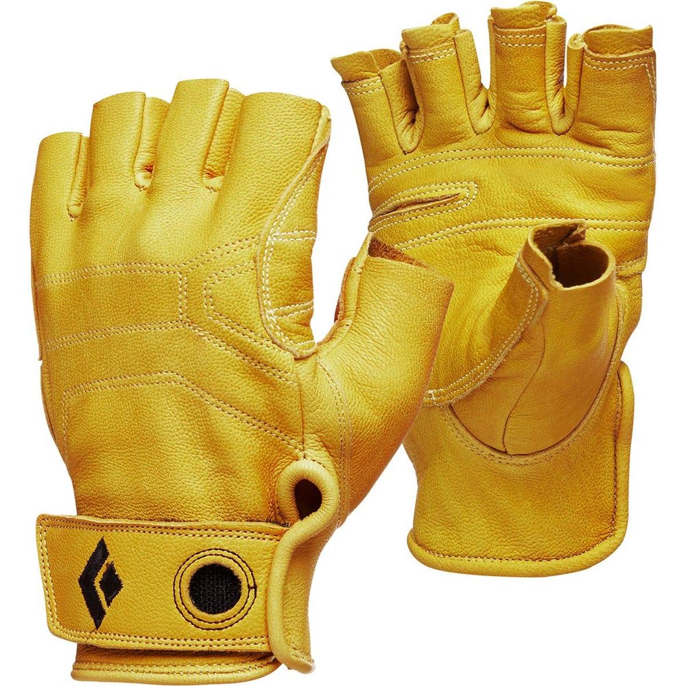BLACK DIAMOND Stone Gloves | Goat Leather Construction | Durable Fingerless Gloves | Comfortable Fit for Aid Climbing, Belaying, & Rappelling | Natural | Extra Large