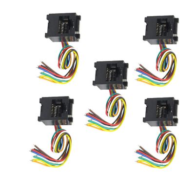 Aexit 5 Pcs Computer 8P8C RJ45 Telephone Extension Fax Modem Cable Ethernet Cables Line Black