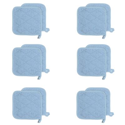 Arkwright Pot Holders for Kitchen - Heat Resistant Square Hot Pads Set of 12, Professional Grade Washable Cotton Coaster for Oven, Cooking and Baking, 7 x 7 in, Blue