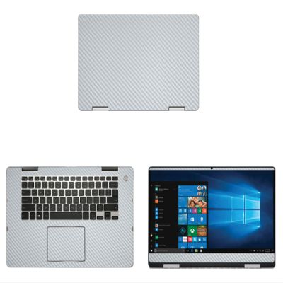 Decalrus - Protective Decal for Dell Inspiron i7586 / 7586 (15.6" Screen) Laptop Silver Carbon Fiber Skin case Cover wrap CFdellInspiron15_I7586Silver