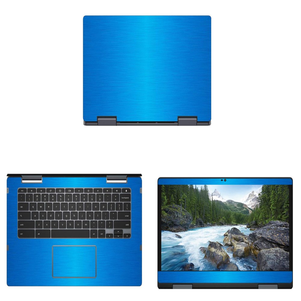 Decalrus - Protective Decal for Dell ChromeBook C7486 (14" Screen) Laptop LITE Blue Texture Brushed Aluminum Skin case Cover wrap BAdellChrmbk14_C7486LiteBlue