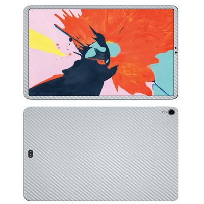 Decalrus - Protective Decal for 2018 Apple iPad Pro (12.9" Screen) Tablet Silver Carbon Fiber Skin Skins Decal for case Cover wrap CFappleIpadPro12_2018Silver