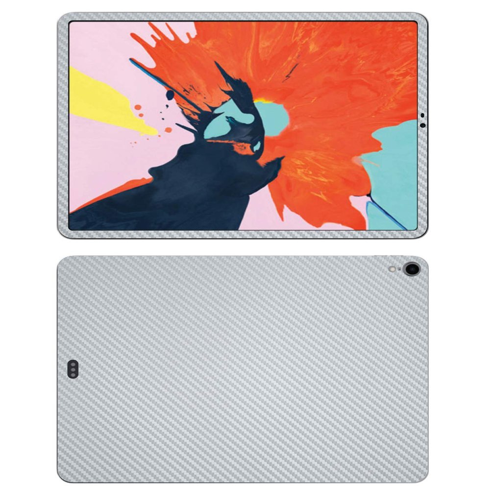 Decalrus - Protective Decal for 2018 Apple iPad Pro (12.9" Screen) Tablet Silver Carbon Fiber Skin Skins Decal for case Cover wrap CFappleIpadPro12_2018Silver